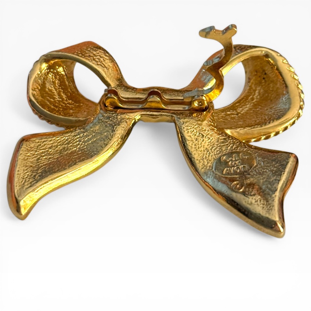 K.J.L. for Avon Vintage Black Enamel Gold Tone Bow bolo Kenneth Jay Lane - Picture 3 of 8